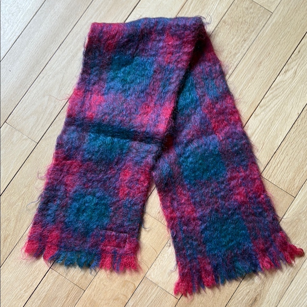 Plaid Wool and mohair scarf